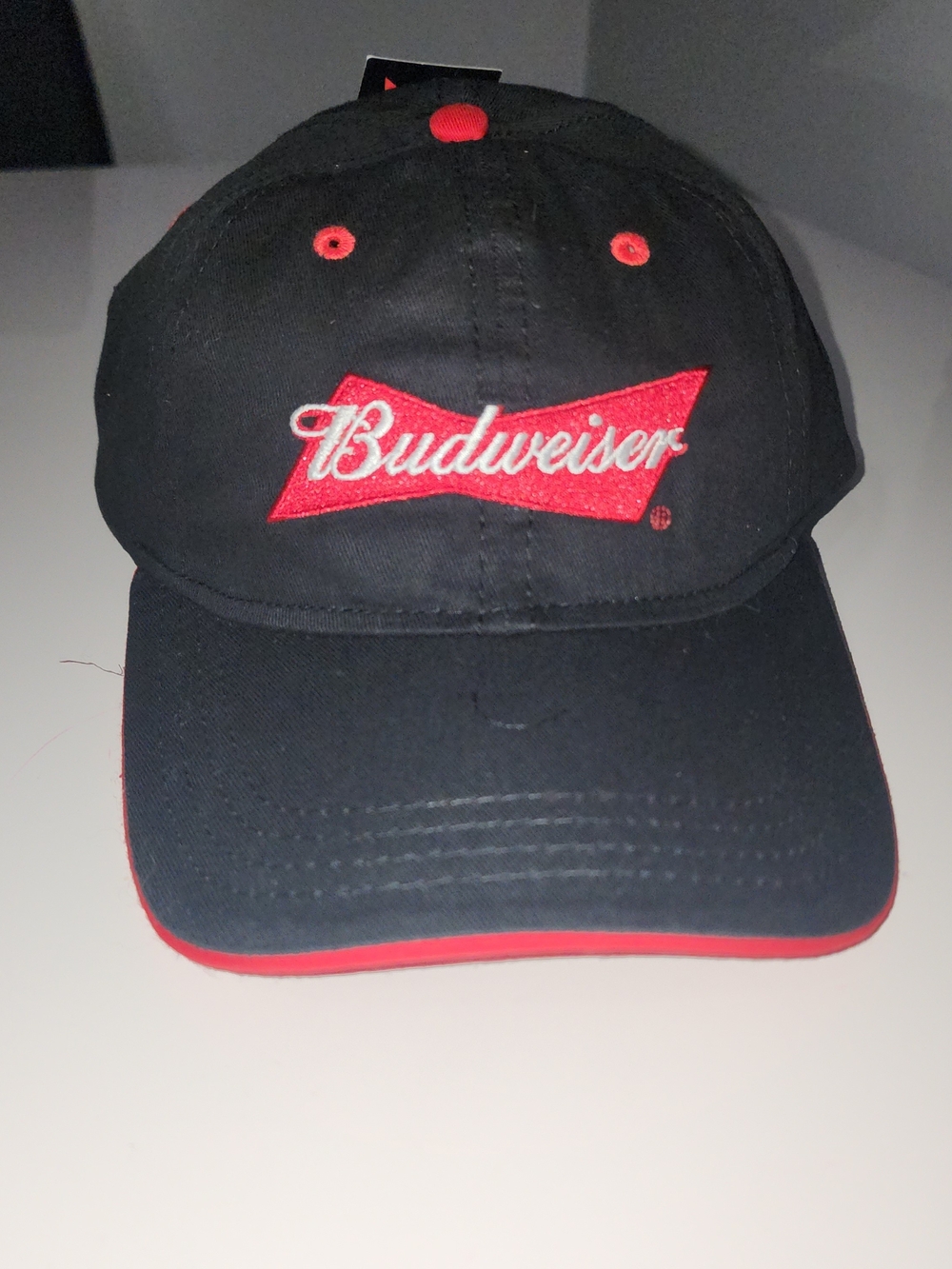 Licensed Budweiser Black and Red Embroidered Logo Cap NWT BASEBALL CAP